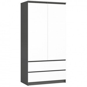 Skříň S 90 cm 2D 2SZ CLP šedá / bílá