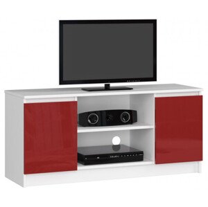 Stolek pod TV RTV 120 2D 1P červený, lesk