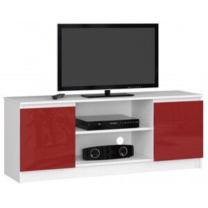Stolek pod TV RTV 140 2D 1P bílý / červený, lesk