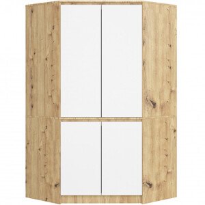 Rohová skříň S100 4D CLP dub artisan / bílá