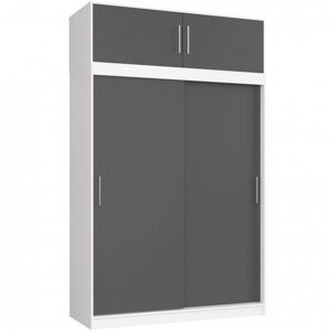 Skříň s posuvnými dveřmi a nástavcem 150 cm CLP mono bílá / šedá
