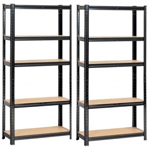Set 2 kovových regálů 70x30x154 cm černý