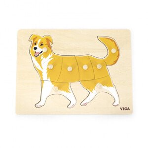 Puzzle na podložce s držadly Viga 44611 pejsek