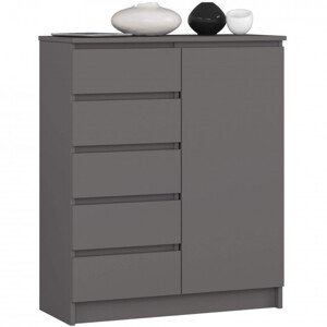 Komoda K80 1D 5SZ PK grafitová / šedá