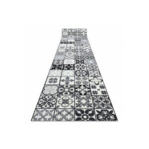 Protiskluzový běhoun AZULEJO PATCHWORK lisabonský obklad - šedý / černý