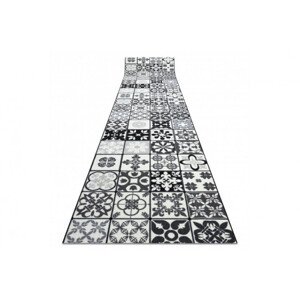 Protišmykový behúň AZULEJO PATCHWORK lisabonský obklad - sivý / čierny - výprodaj