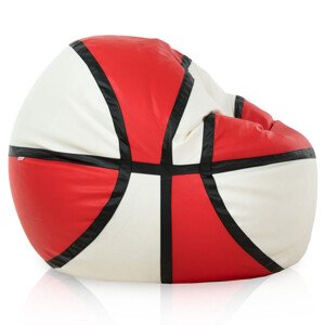 Sedací pytel Basketbal ekokůže, krémový / červený