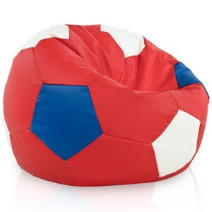 Sedací pytel Fotbal červený / modrý / bílý, ekokůže