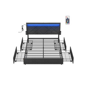 Manželská postel s LED osvětlením RMB827G02