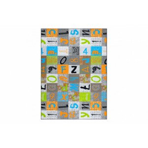 Koberec JUMPY Patchwork šedý/pomaranč/nebeský
