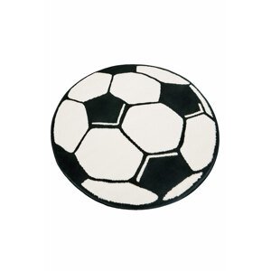 Detský kusový koberec Hanse home Fussball 100015 White Black Ø 150 cm